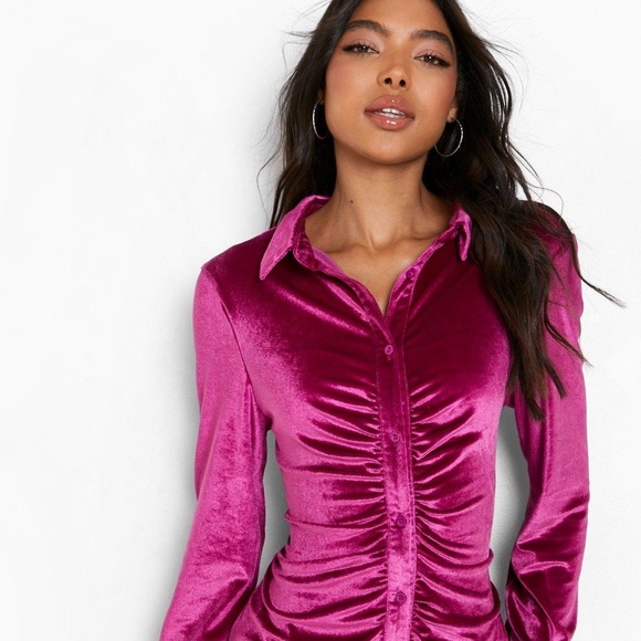 Rebdolls Dresses & Skirts - Rebdolls Velvet Cinched Mini ShirtDress Size 2X